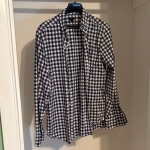 J. Crew Navy and White Checkered Casual Button Down Shirt